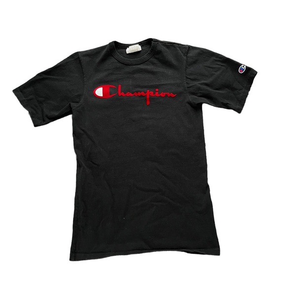 Champion Shirt Mens Extra Small XS Black Short Sleeve Logo - Picture 1 of 6